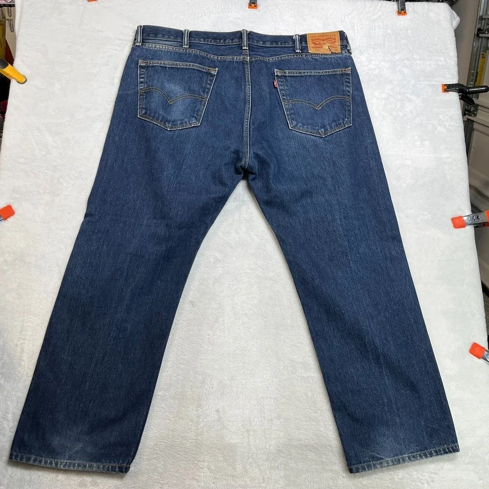 Levi's 505 Jeans Men's Blue Denim High Rise Relaxed Straight Fit Zip Fly - 40x28
